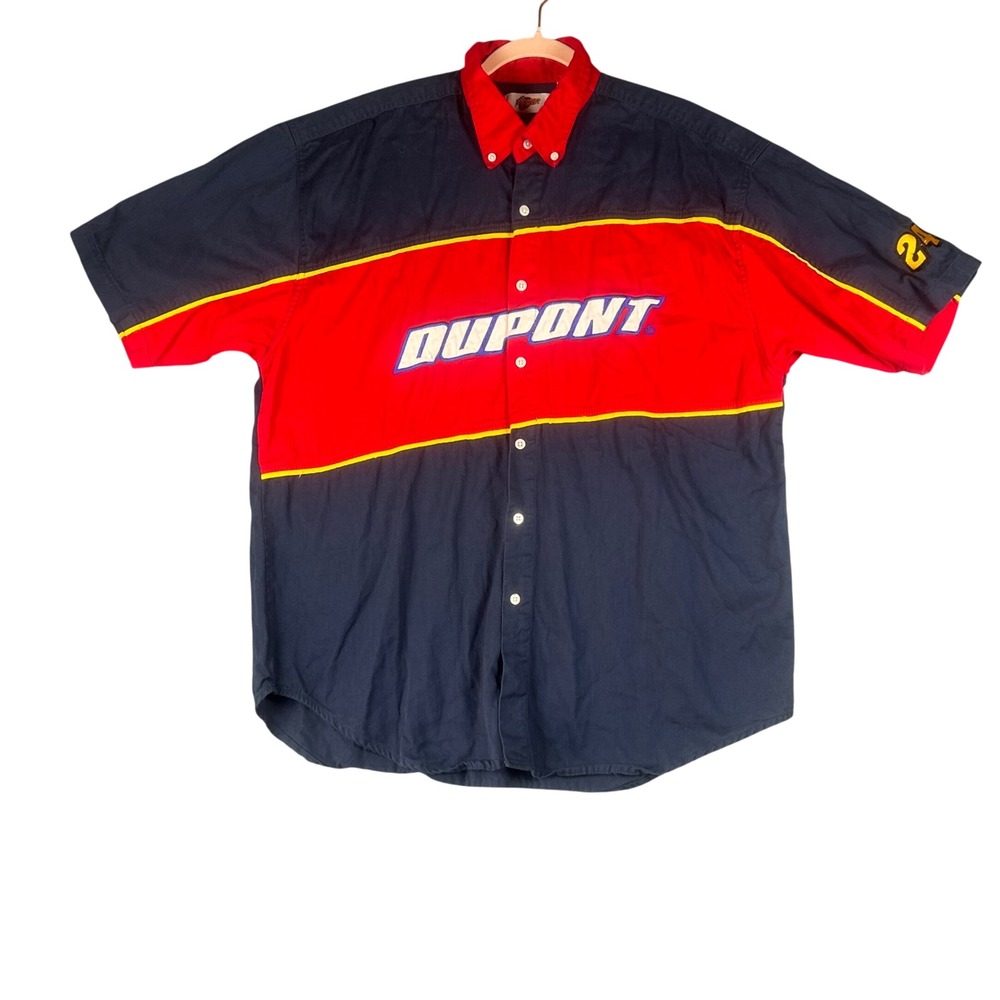 Winners Circle Jeff Gordon 24 DuPont NASCAR Racing Pit Shirt Mens XXL‎ Navy Red